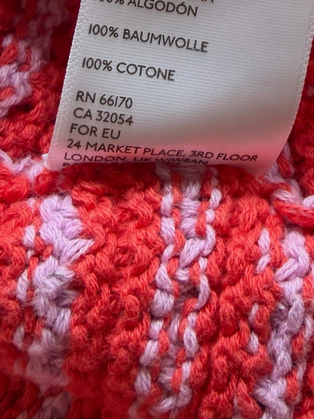 Urban Outfitters Crochet Halter Crop Top Coral Pink Striped Size Large - Picture 6 of 9